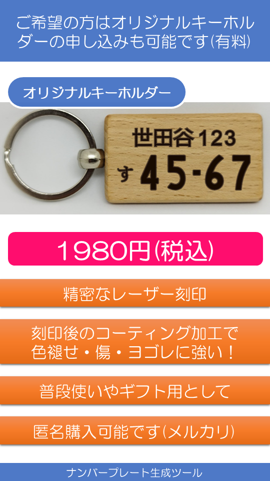 Slide 5 - ナンバープレート情報が刻印されたオリジナルキーホルダーの販売